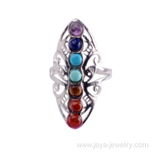 New Hollow Rhinestone Copper Healing Chakra Stone Open Adjustable Rings